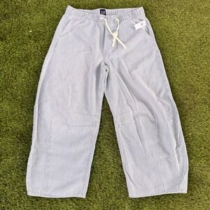 NWT GAP Women's Blue Striped Easy Railroad Stripe Wide Leg Pants Size M